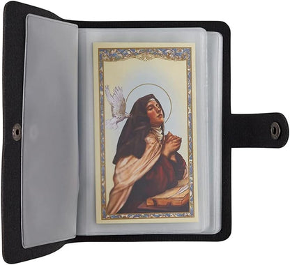 🚗 NUR HEUTE: 50 % RABATT ✨✝️ Hosday® Catholic Genuine Leather Holy Card Holder – Pocket Prayer Card Organizer with Snap Closure