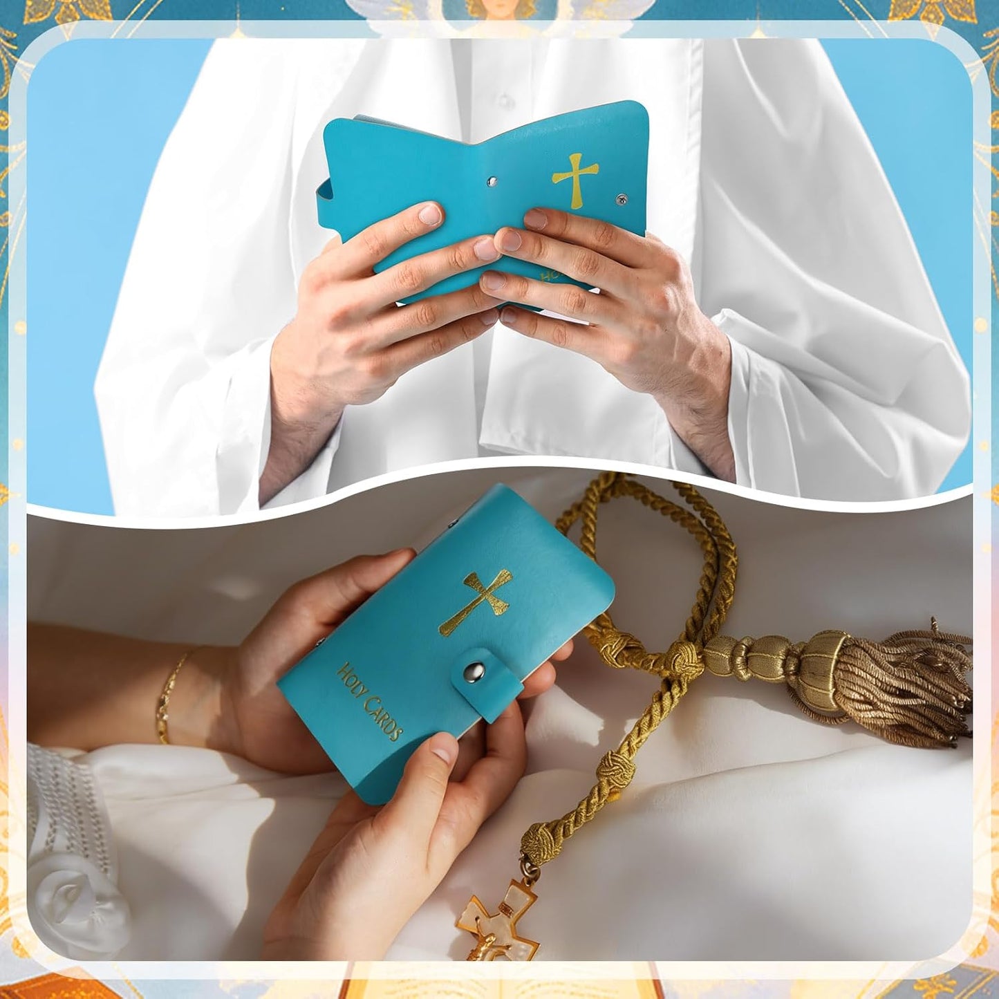 🚗 NUR HEUTE: 50 % RABATT ✨✝️ Hosday® Catholic Genuine Leather Holy Card Holder – Pocket Prayer Card Organizer with Snap Closure
