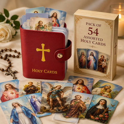 🚗 NUR HEUTE: 50 % RABATT ✨✝️ Hosday® Catholic Genuine Leather Holy Card Holder – Pocket Prayer Card Organizer with Snap Closure